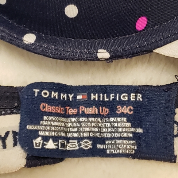 Tommy Hilfiger Polka Dot Classic Tee Push Up Bra 34C - Picture 7 of 8